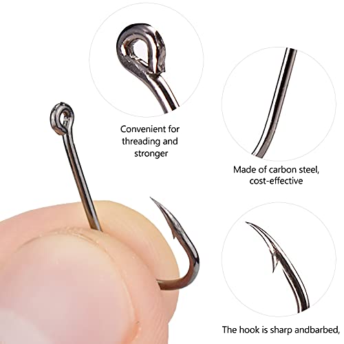 CAPRICIOUS 500 STK Angelhaken Kohlenstoffstahl, Haken Angeln Widerhaken Angelhaken mit Kunststoff Box Angelzubehör Set 3… – Bild 4