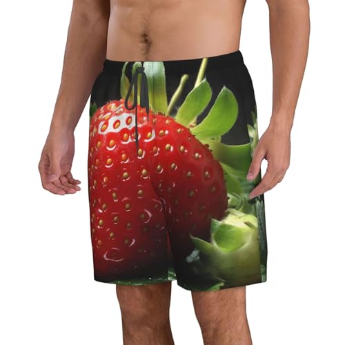Men's Swim Trunks Quick Dry Board Shorts Mens Bathing Suit Swimsuits Fruit Strawberry Beach Shorts with Pockets3