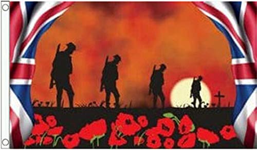 Lest we forget 4 soldiers flag 5ft x 3ft with 2 eyelets