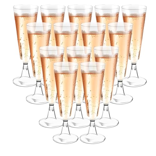 Behiruch Sektgläser Plastik 30 Stück, Kunststoff Sektgläser 160ml, Mehrweg Champagnergläser für Hochzeit, Party & Picknick - Transparent & Langlebig