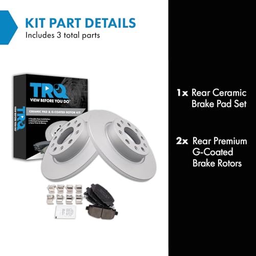 Image of TRQ Rear Brake Pad and Rotor Set Ceramic Coated Rotors Compatible with 2018-2022 Jeep Compass
