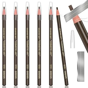 6 Piece Dark Brown Waterproof Eyebrows Pencil Tattoo Makeup And Microblading Supplies Kit-Permanent Eye Brow Liners In 5 Colors Waterproof Eyebrow Pencils Peel – Brow Pencil Set For Marking