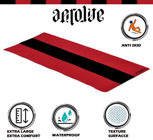 Image of AEROLITE Striped Extra Long Extra Wide Yoga mat /Fitness Mat (6.5mm, Red, Grey)