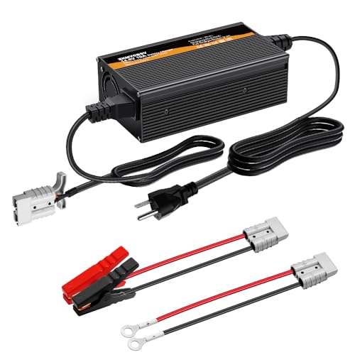 14.6V 10A LiFePO4 Battery Charger, Fast Charging, High Efficiency, 4 Safety Protections, 10 Amp Lithium Battery Charger with Anderson Connector LED Indicator Charger for Car, Truck, Boat, RV