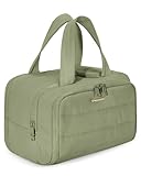 BAGSMART Travel Toiletry Bag, Lightweight Large Wide-open Travel Bag for Women, Puffy Cosmetic Makeup Bag Organizer with Handle for Accessories,Essentials, Toiletries, Green