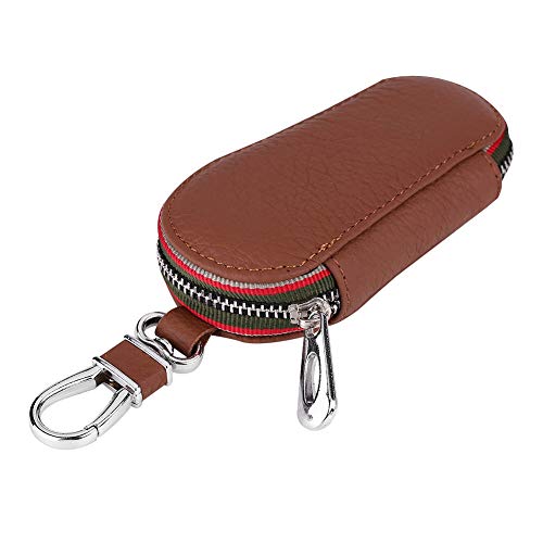 Chaîne de clé de voiture, couverture universelle de sac de stockage de support de cas de clé d'unité centrale de cuir d'unité centrale automatique de voiture(marron)