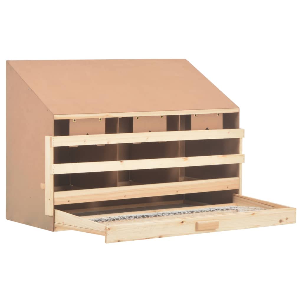 vidaXL Ponedero Gallinas 3 Departamentos Nido Gallina Ponedora 3 Huecos Gallinero Tejado Poner Huevos Cesta Extraíble Plegable Madera Pino 93x40x65 cm