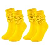 Ultrafun Women Slouch Socks Soft Extra Long Knit Scrunch Socks Knee High Boot Socks Size 9 to 11 (2Pairs-Yellow)