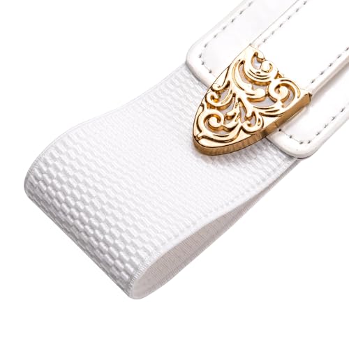 Image of Dubulle Womens Belt Chain Leather Belts Vintage Western Adjustable Elastic Double Buckle for Cowboy Pant Dress