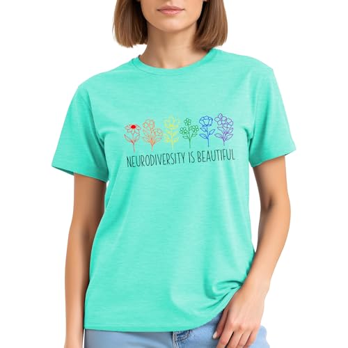 Image of Autism Teach Shirts Women Autism Awareness T Shirt Autism Support Tee Tops Autism Teacher Short Sleeve Shirt