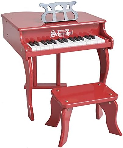 Schoenhut Baby Grand Piano – 30-Key Kids Piano Keyboard with Piano Bench – Baby Musical Toys Promote Hand-Eye Coordination – Red Piano Keyboard for 3-12 Years Kids – The Ultimate Gift Piano Toy