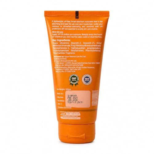 Image of Aysun SPF25 Matte Look Sunscreen, Oil-Free, UVB & UVA Protection, Mattifying Sunscreen For Oily Skin, Water-Resistant, Non-Sticky, Long Lasting, Face Primer - 100 Gm