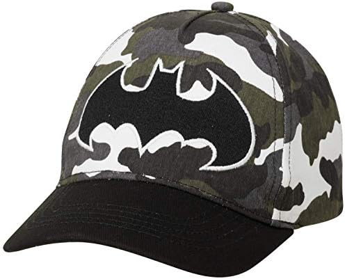 DC Comics Boys' Super Hero Baseball Cap - 3D Superman, Batman, Justice League Hat (2T-7), Size 4-7 Years, Batman Camo/Black