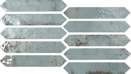 2X10 Palermo Collection Picket Aqua Glazed Ceramic Wall Tile Kitchen Backsplash Bathroom Wall (1 Piece) #TOP2