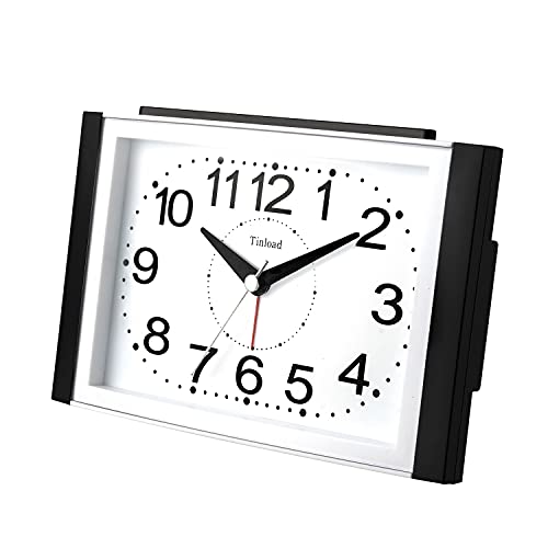 6.5" Large Silent Analog Alarm Clock Non Ticking, Gentle Wake, Beep Sounds, Increasing Volume, Battery Operated Snooze And Light Functions, Easy Set (Best For Elder) #TOP3