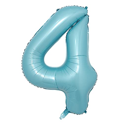 16 inch Candy light blue Alphabet Letter and Number Balloons Set Package, Aluminum Hanging Foil Film Banner Mylar Balloon for Birthday Party Decoration Custom Word (A-Z, 0-9) (16 inch Candy Blue 4)