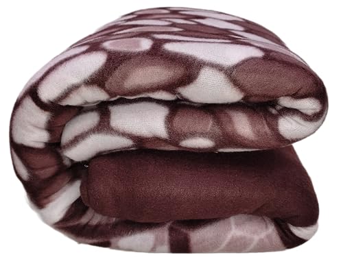 Image of Winter Soft Single Bed Warm Woolen Blend Fleece Blanket Cover | Quilt Cover | Razai Cover with Zipper, Size- 90 x 60 in, Color- Brown, Single Bed Size (90x60, Brown)