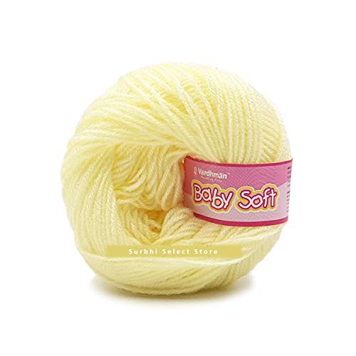 Image of Vardhman BabySoft Knitting Yarn | 100% Acrylic Wool | 4 Ply | Thin Knitting & Crocheting Hook Thread & Lightweight | Special Baby Wool | 150 Grams (6 Balls of 25g) | Machine Washable | Ideal for Blankets, Hats, Booties Ultra-Soft for Baby Sweaters, Blankets, Caps, Socks, Soft toys, Art & craft | Available in multicolors - (BBL005 - Lemon Yellow)