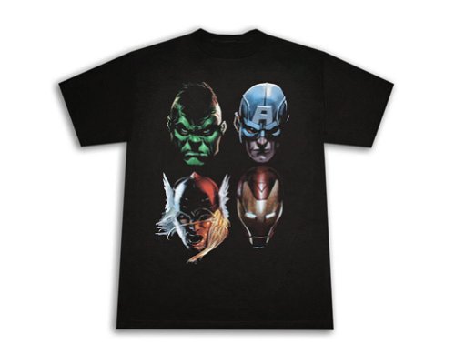 Marvel Men's 4 Marvel Faces T-Shirt, Black, XX-Large