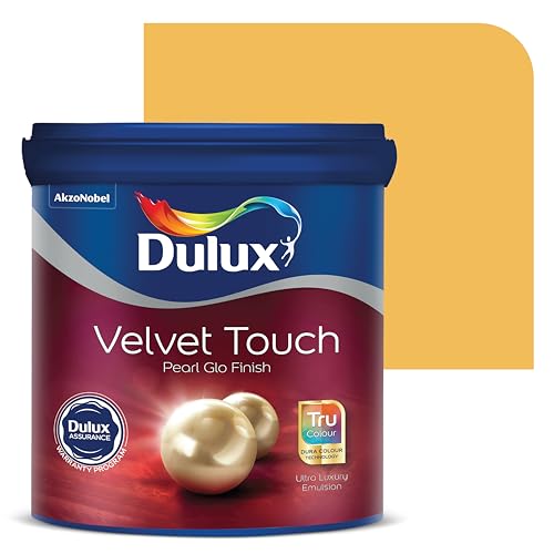 Image of Dulux Velvet Touch Pearl GLO Interior Emulsion Paint (1L, Warm Gold) - Luxurious soft-sheen wall paint, highly durable, washable, rich, intense colors, with 6-year warranty