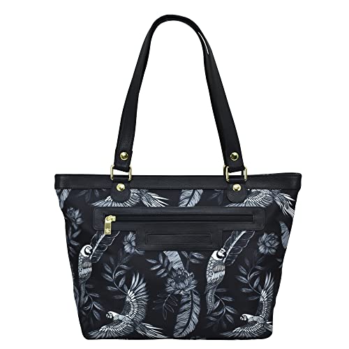 Anuschka Zip Top City Tote - Wanderlust Collection - Nylon Fabric with Genuine Leather Trim and Artwork Print2