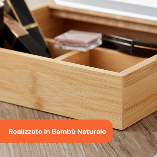 Structure durable en bambou et miroir LED pour ce porte-astuces