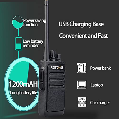 Retevis Rt17 Walkie Talkies Long Range, Durable Two Way Radio Rechargeable With Usb Charger Base, Portable 2 Way Radios With Earpieces Mic, For Adults School Security Warehouse Construction(6 Pack) #TOP2