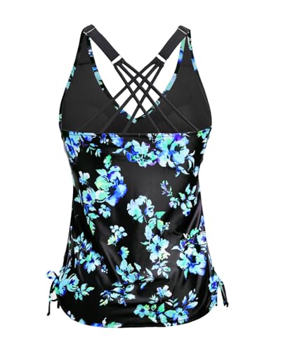 model wearing floral print Tempt Me tankini top