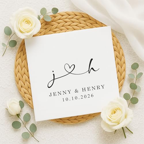 Image of Personalized Cocktail Napkins Wedding, Cheer Mr Mrs Name Couple, Pack 50 100 150 300 500 Anniversary Party, Disposable Decoration Initials Beverage Bar Reception Cocktail Luncheon Dinner, Golden 1