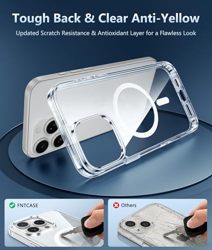 Image of FNTCASE for iPhone 16 Pro Case: Clear Magnetic Phone Cases Compatible with Magsafe Slim Anti Yellowing Military Grade Drop Rugged Protective Transparent Cell Cover (B-Transparent Magnetic)