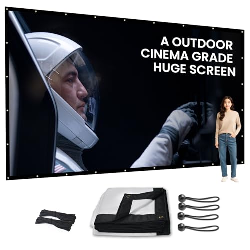 300 inch Projector Screen Upgraded Straight Edges Foldable Washable and Wrinkle-Free - for Indoor Home Theater and Outdoor Cinema -White 16:11 by IOLIEO