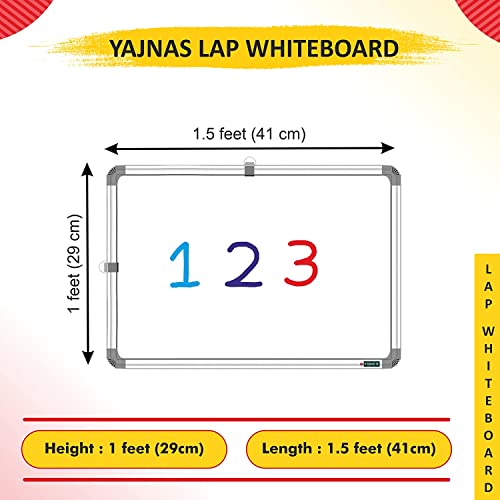 Image of YAJNAS 1x1.5 Feet Non-Magnetic Heavy-Duty Aluminum Frame White Board with Chalk Board Small Slate (Pack of 1)
