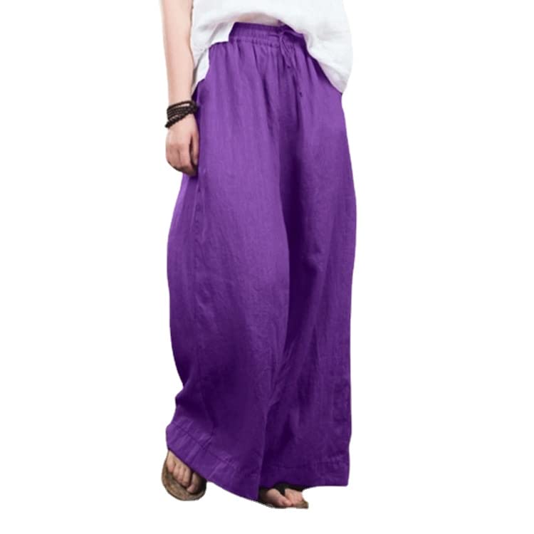 Woman Pants Clearance Fashion Women Loose Solid Color Pants Casual Wide Leg Pants Cotton Linen Trousers