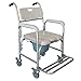 4 in 1 Shower Commode Wheelchair, Transport Beside Commode Chair with Arms & 4 Brakes, Rolling Over Toilet Chair 300 lbs. Weight Capacity w/Padded Seat for Adults, Handicap, Disabled (U Shape Cushion)