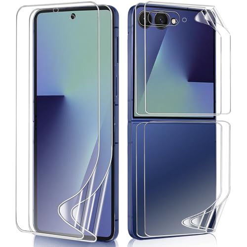 zonyee 2 Set Pellicole Protettive in Idrogel per Samsung Galaxy Z Flip 7, Trasparente HD Morbida TPU Protezione Schermo + Pellicola Posteriore Samsung Galaxy Z Flip 7 - [Non Vetro] Alta Sensibilità