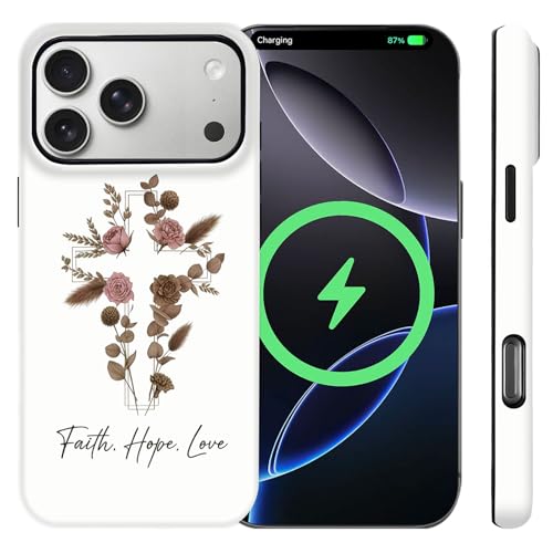 Coque magnétique iPhone 17 protection antichoc MagSafe motif croix chrétienne mat
