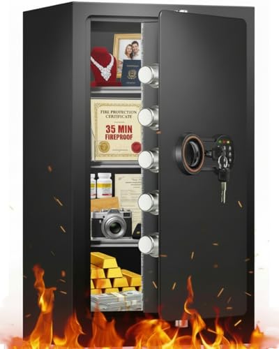 35-Min 1700°F Fireproof Safe for Home Documents, 27.6" Tall Large Safe Box with