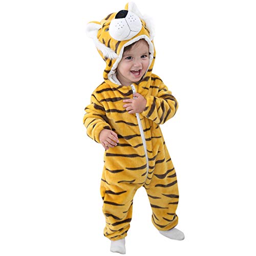 Pijamas Bebes Invierno Mono de Animales, Cosplay de Dibujos Animados, Disfraz de Pijama, Abrigo y Chaqueta para niñas pequeñas Raso Mujer Talla Grande (Yellow, 12-18 Months)