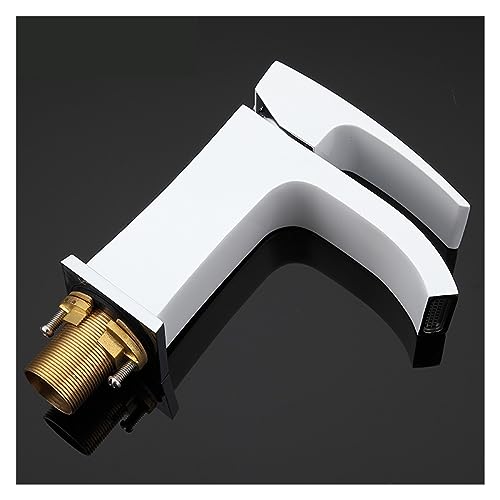 Grifo de lavabo monomando blanco sobre encimera de latón macizo un orificio 5