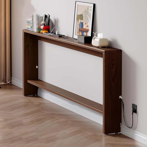 Mesa consola de madera maciza estrecha para pasillo y dormitorio 2
