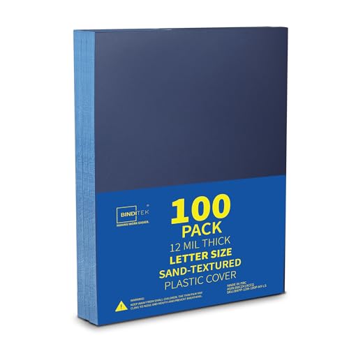 Image of Binditek 12 Mil Sand-Textured Binding Covers, Letter Size, Navy, 100 Pack