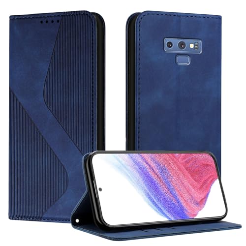 Mo-Somnus Compatible with Samsung Galaxy Note 9, Shockproof Wallet Case PU Leather with Card Holder Folding Stand Magnetic Protect Flip Cover Samsung Note 9 Phone Cases (Blue)