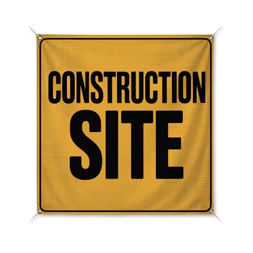Construction Site Large Banners and Signs for Outdoor by BCB Print | Construction Polyester Banner with 4 Hole for Easy Hang Indoor & Outdoor | 2x2ft Banner to Promote Business | HD Made in USA