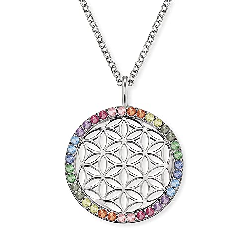 Engelsrufer Damen Halskette Sterling Silber Lebensblume Zirkonia Anhänger, Längenverstellbar, Karabinerverschluss, Nickelfrei, Symbol für Harmonie und Lebensfreude