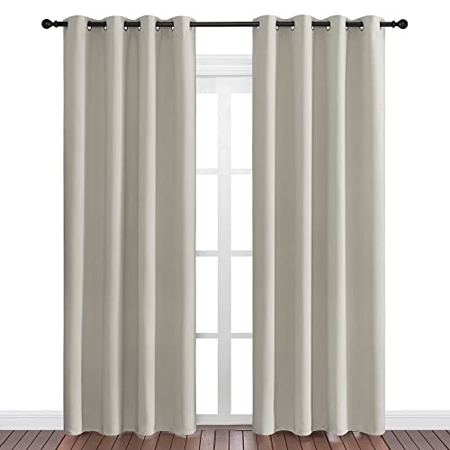 Image of NICETOWN Natural Room Darkening Curtains 86 inch Long for Boho Farmhouse Home Decoration, Window Treatment Total Privacy Drape Panels for Bedroom Living Room Guest Room (55 inch Wide, Set of 2)