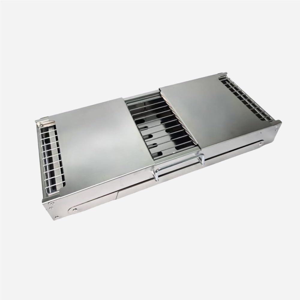 Parrilla portátil de acero inoxidable para camping – Parrilla Cact Chal para uso al aire libre y doméstico (cuadrado plegable 60 x 21,8 x 7,1 cm)