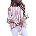 Produktbild Damen Hemd Schulterfreies Top Einfach Elegant Gestreifter Pullover Spitzensommer Reise Urlaub Kleidung Herbst Fledermaus äRmel Oben Streifen NäHte Farbe Elegantes Damen T-Shirt