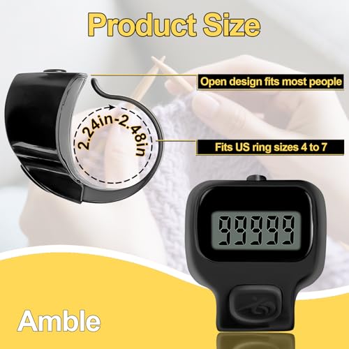 Image of Amble Clicker Counter, Tally Counter, 6 Pack Electronic Finger Clicker for Knitting, Crochet, Stitch, Golf, Fishing, Lap, Goods Counting