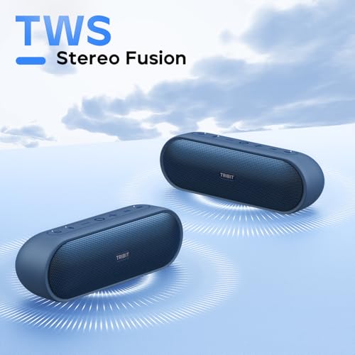 Image of Tribit XSound Plus 2 30W 5.3 Bluetooth Wireless Speakers,Powerful Louder Stereo Sound with Bass-Enhanced XBass Function,24H Playtime,IPX7 Waterproof,Built in Mic,150ft BT Range for Home /Outdoor,Blue