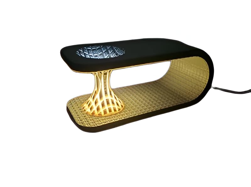 Beoals Modern LED Desk Lamp with Curved Design, Decorative Table Light with Illuminated Base, Black and White-image-13
